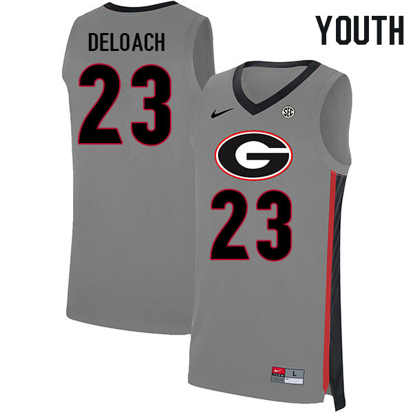 Youth #23 Jalen DeLoach Georgia Bulldogs College Basketball Jerseys Stitched Sale-Gray - Click Image to Close